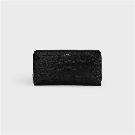 Large zipped wallet in Crocodile Embossed Calfskin 